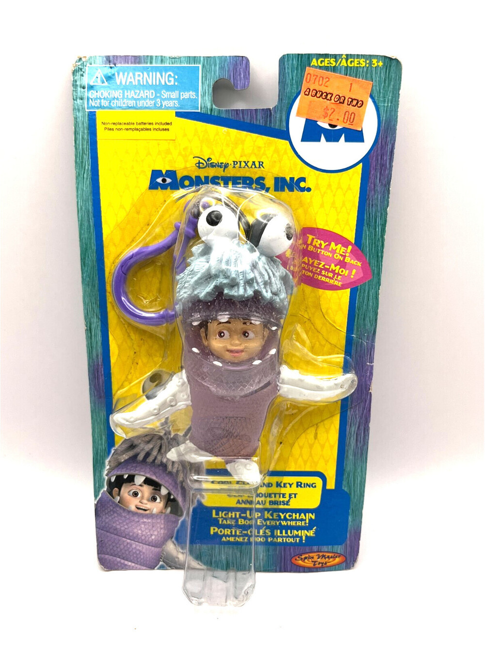 Disney Pixar Monsters Inc Boo Light-Up Keychain Key Ring New Sealed